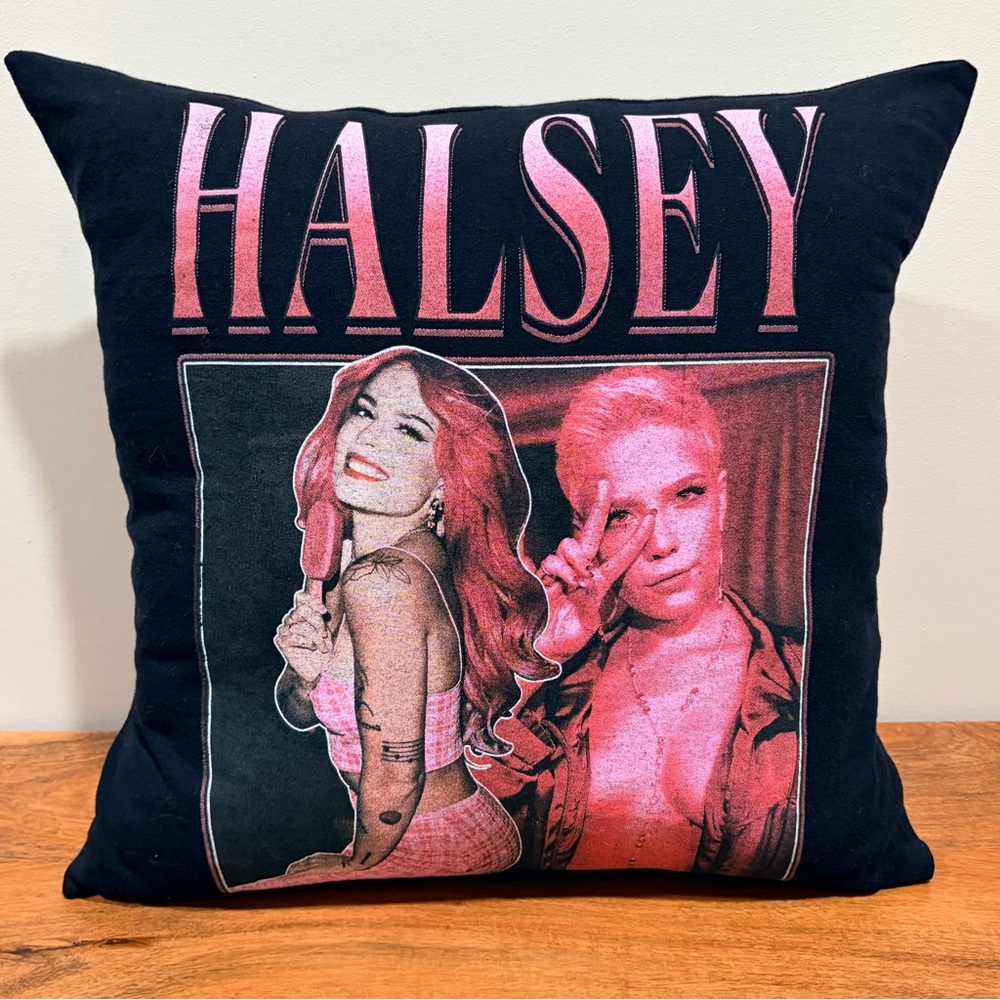 One-of-a-kind Halsey T-shirt Accent Throw Pillow | 17x17